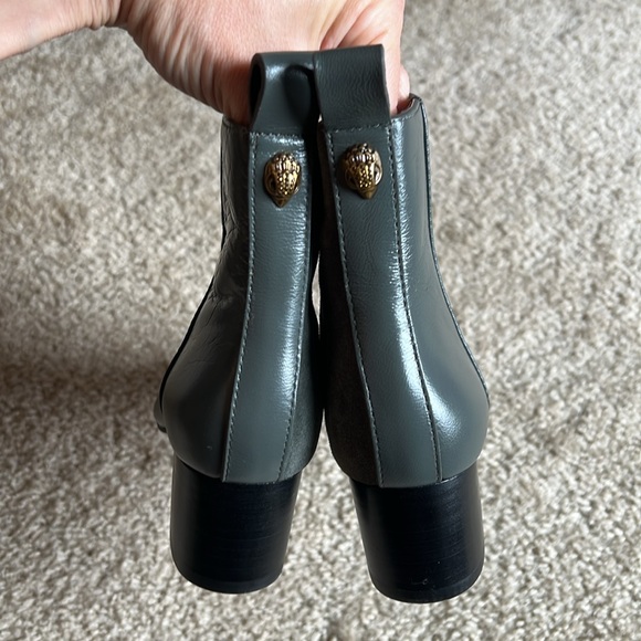 Kurt Geiger Elmer Block heel grey bootie eagle zip up pull on size 36 leather - Picture 7 of 10
